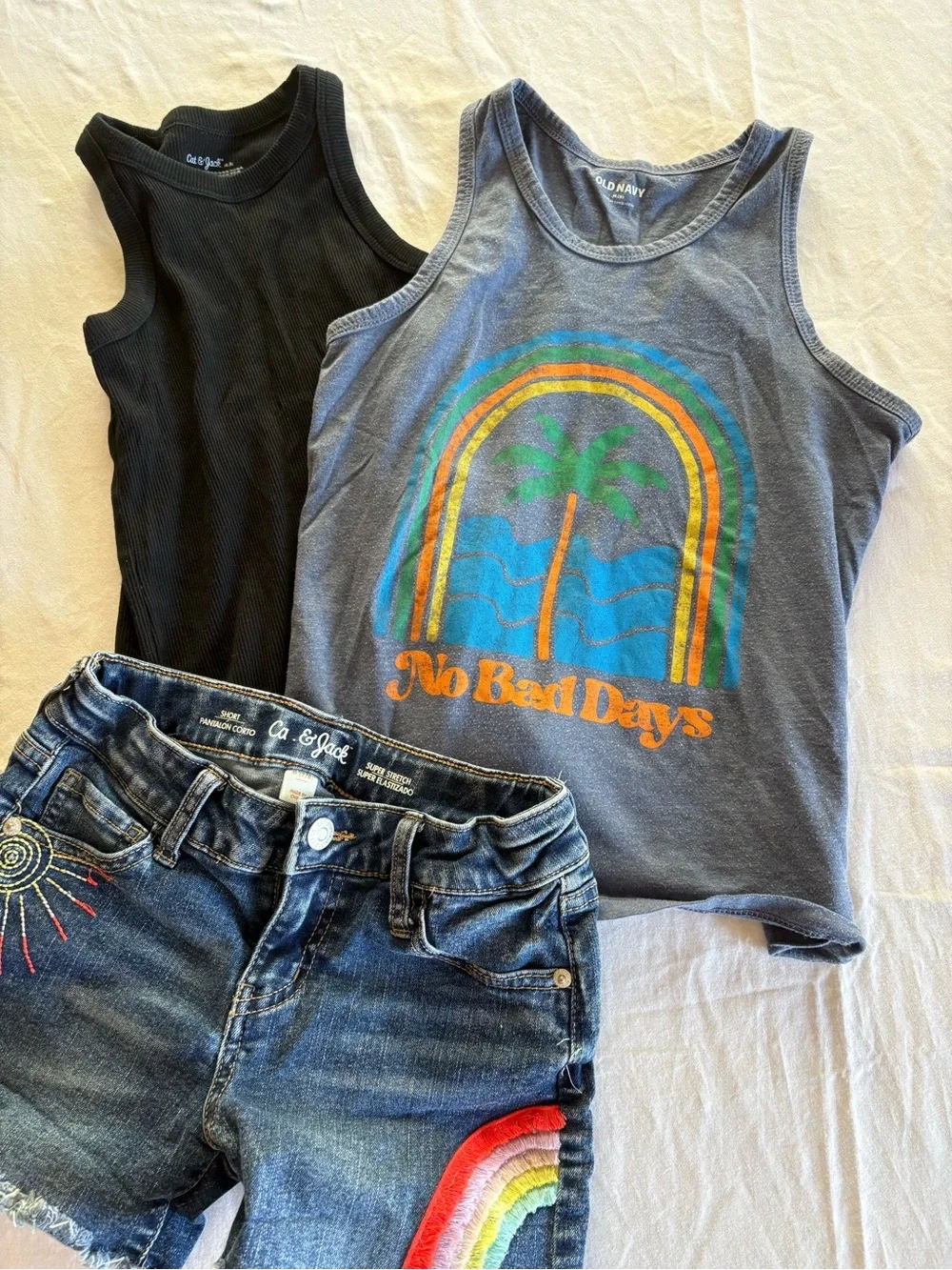 🌈 CAT & JACK + OLD NAVY Girls Size 7/8-8 Summer Lot (3 Pcs) Embroidered Shorts &